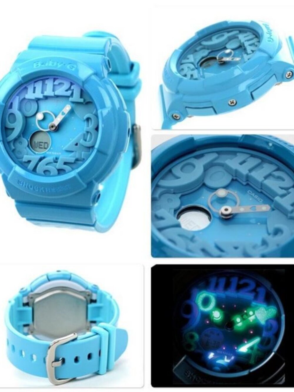 Casio Baby-G BGA-130-2B Light Blue Neon Dial Watch - Pre-Owned
